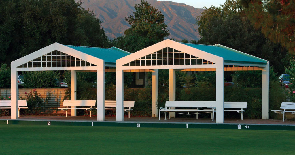 Country Garden shade shelter model with a quaint theme and heavy-duty